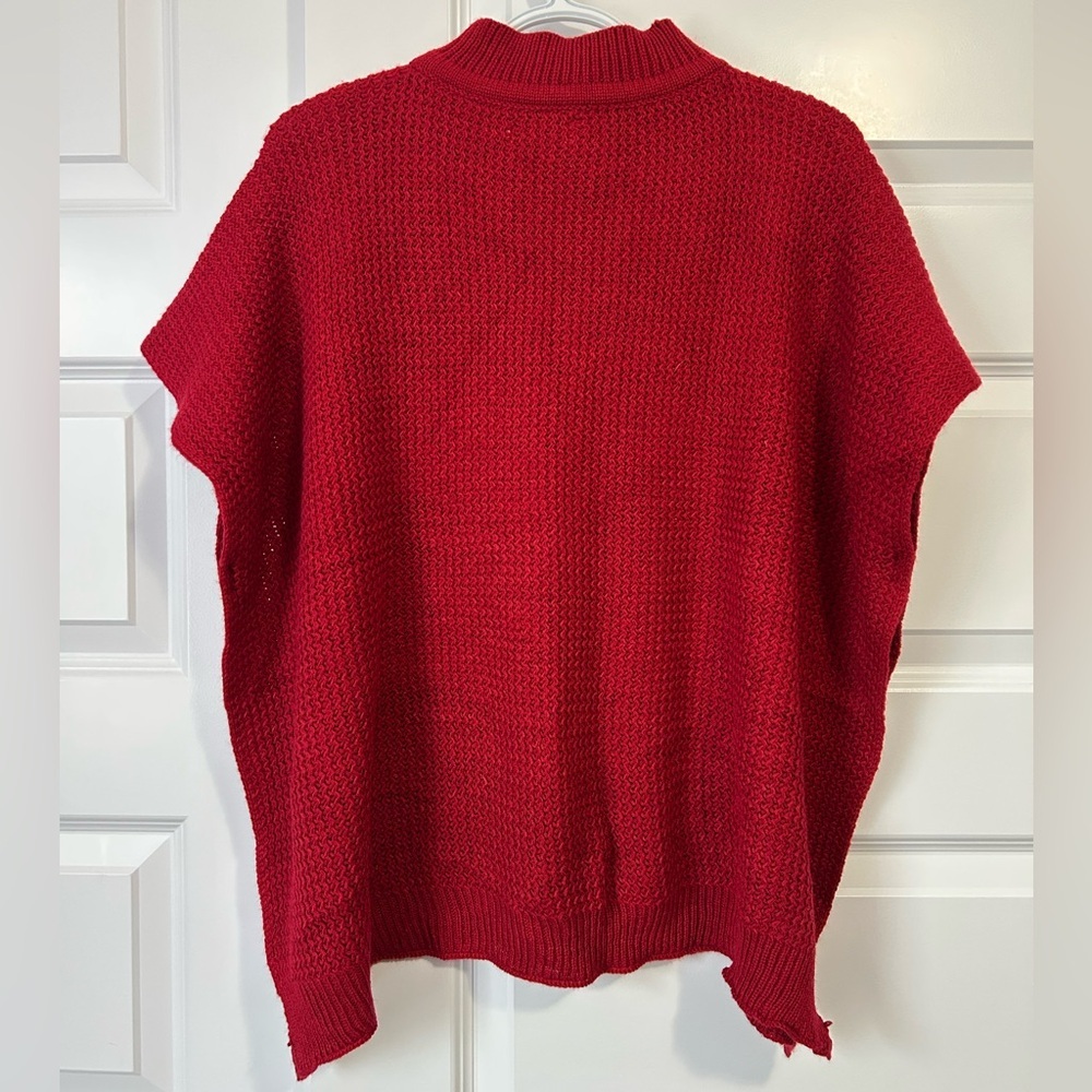 NWT LOFT Vibrant Red Women's Poncho Sweater